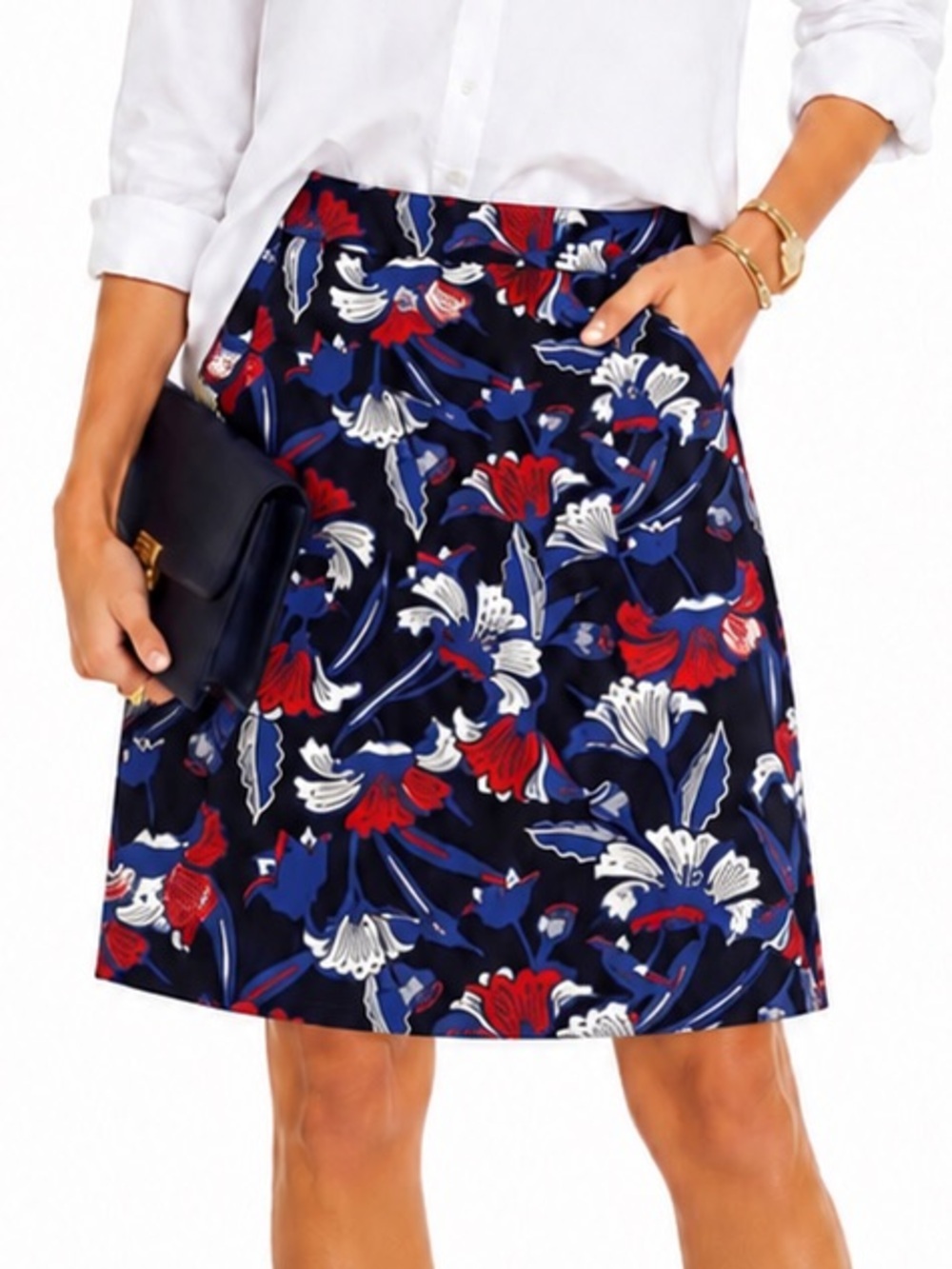 J CREW FLORAL RED & BLUE COTTAGECORE SKIRT SZ 0 EUC